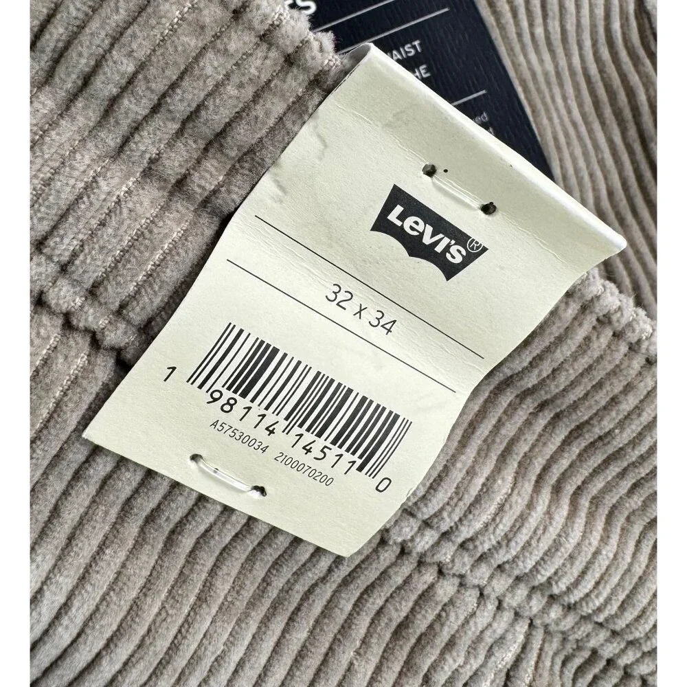 Levis XX Chino Authentic straight leg corduroy pants men tan preppy dandy 32x34‎